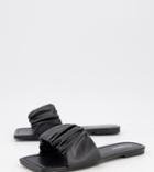 Glamorous Wide Fit Ruched Slides In Black