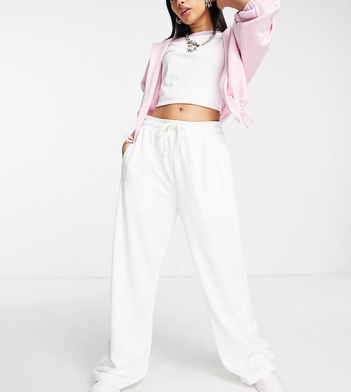 Topshop Petite Straight Leg Sweatpants In Ecru - Part Of A Set-white