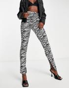 River Island Zebra Print High Rise Bum Sculpt Skinny Jeans-black