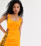Collusion Satin Bodycon Dress-orange