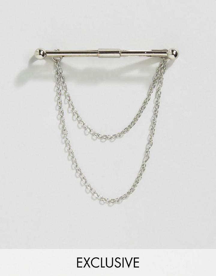 Reclaimed Vintage Chain Collar Bar In Silver - Silver