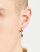 Status Syndicate Hoop Earring With Skull Drop Pendant And Lightning Bolt Stud In Gold