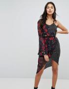 Prettylittlething Mixed Print Wrap Mini Dress - Multi