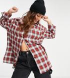 I Saw It First Petite Oversized Check Shirt In Red Print