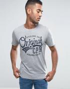 Jack & Jones Originals Crew Neck T-shirt With Logo Print - Gray