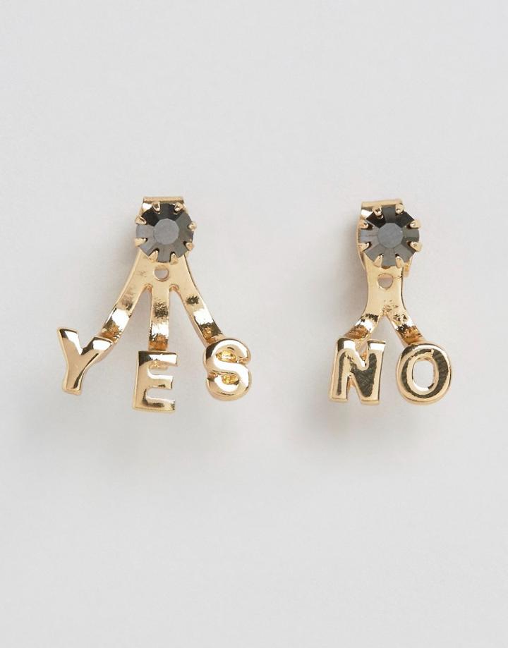 Monki Yes No Stud Earrings - Gold