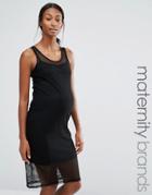 Bluebelle Maternity Lounge Bodycon Mesh Dress - Black