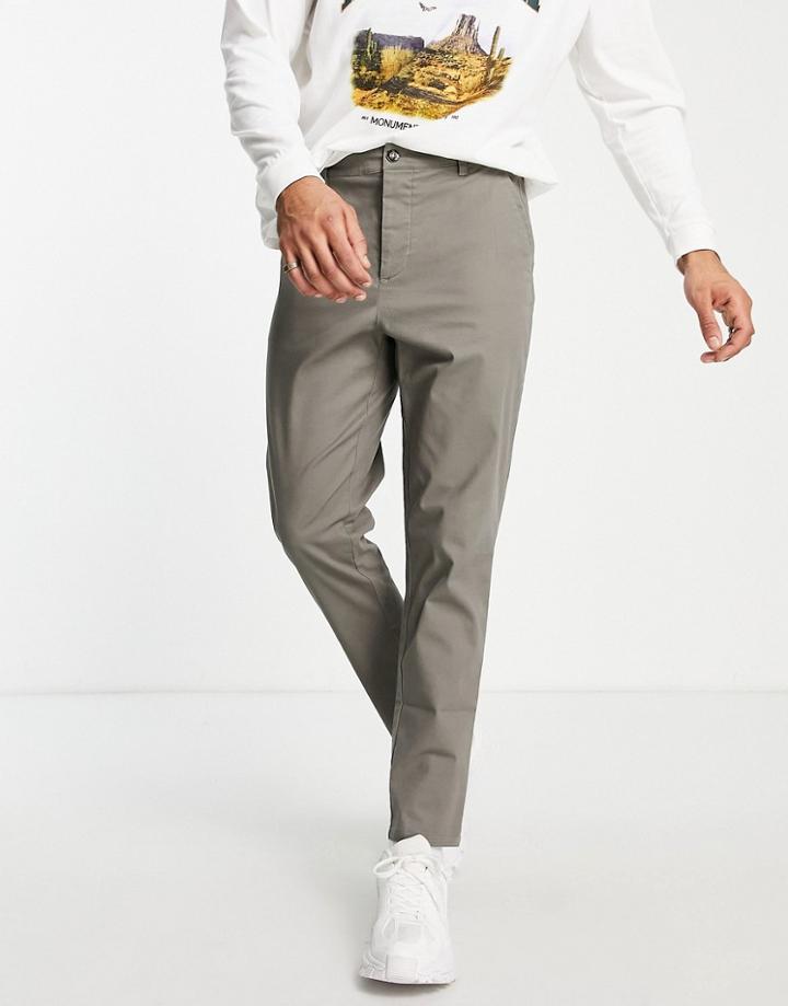 Asos Design Tapered Fit Chinos In Olive-green