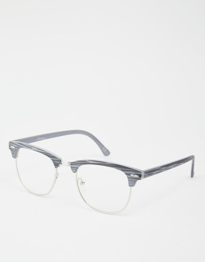 Jeepers Peepers Retro Clear Lens Glasses In Gray - Gray