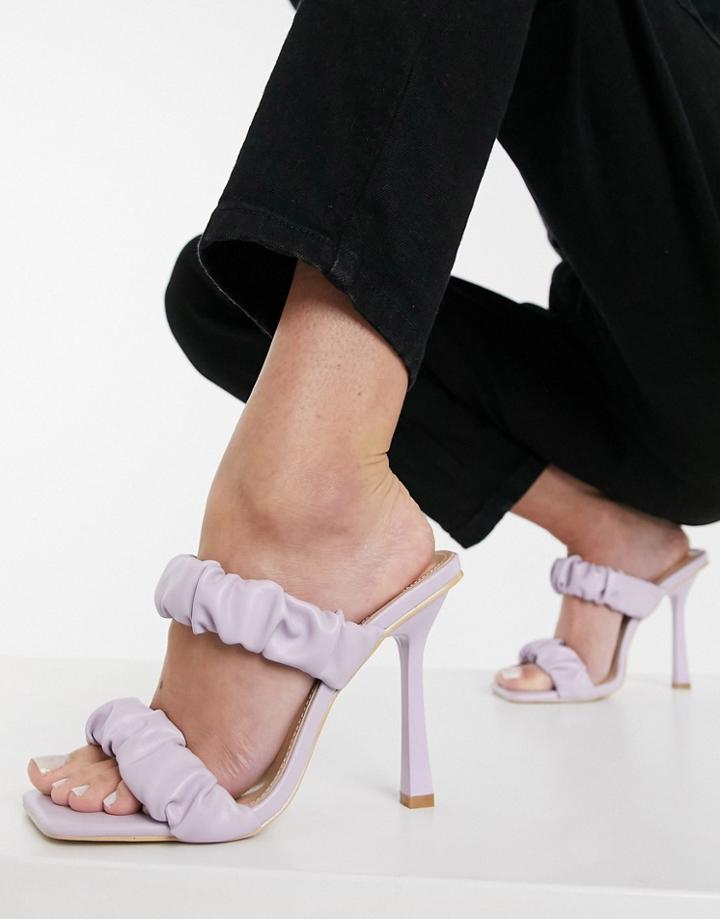 Simmi London Quinn Ruched Heeled Mules In Lilac-purple