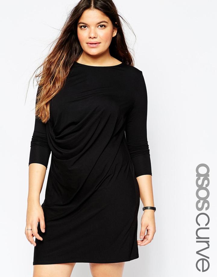 Asos Curve Drape Front T-shirt Dress - Black
