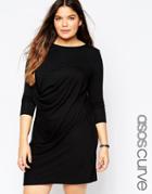 Asos Curve Drape Front T-shirt Dress - Black