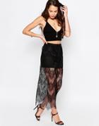 Goldie Lost Lead Midi Skirt In Lace - Black