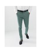 Asos Design Wedding Super Skinny Suit Pants In Green Wool Blend Mini Check - Green
