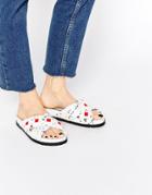 Kat Maconie Fifi White Paint Splat Slider Flat Sandals - White