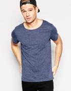 Selected Homme Scoop Neck T-shirt With Fleck - Navy