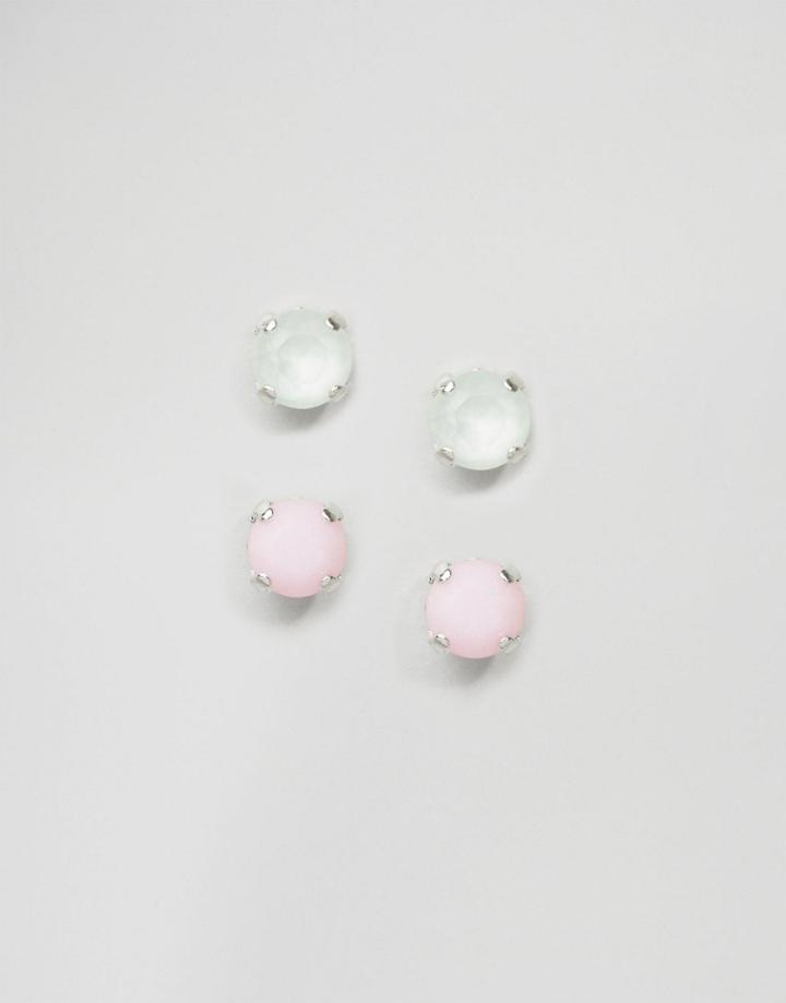 Krystal Swarovski Crystal Stud Earrings Two Pair Set - Pink