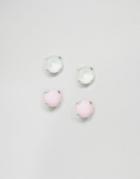 Krystal Swarovski Crystal Stud Earrings Two Pair Set - Pink