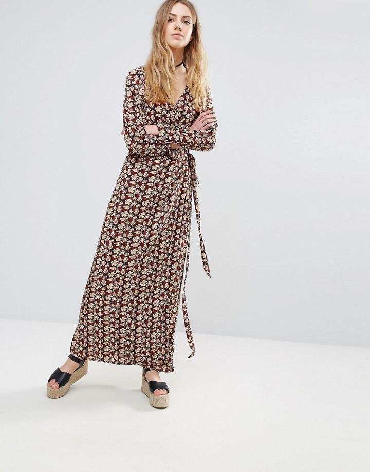 Ichi Printed Wrap Maxi Dress - Multi