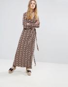Ichi Printed Wrap Maxi Dress - Multi