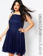 Asos Curve After Party Dome Dress With Embellishment - Navy