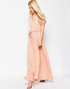 Asos Maxi Tea Dress With Wrap Front - Pink