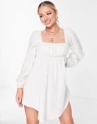 Asos Design Milkmaid Double Gauze Beach Cover Up In Natural-white