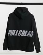 Pull & Bear Logo Hoodie In Black