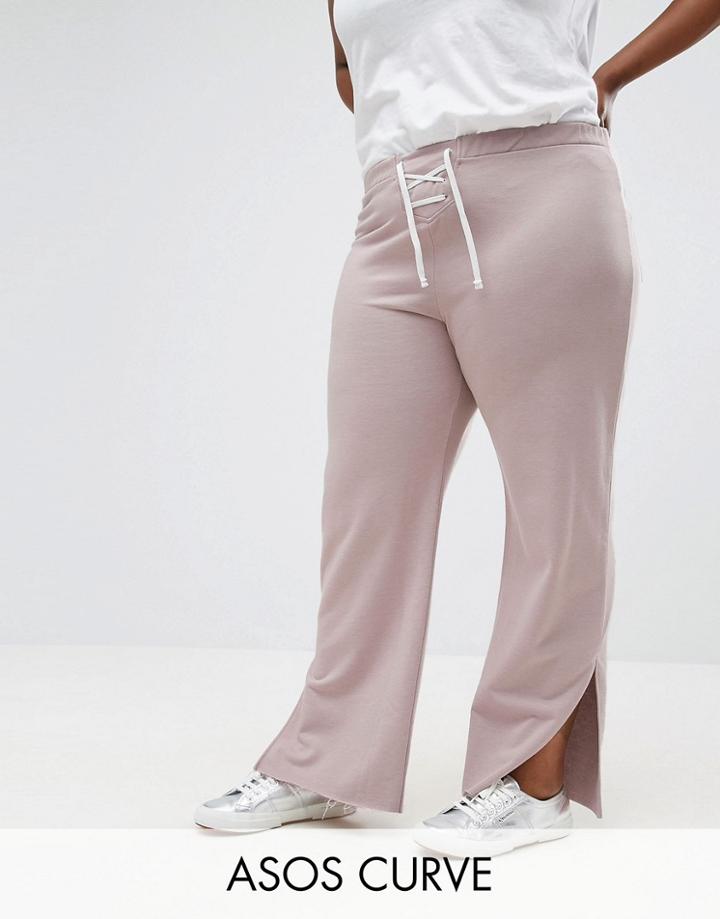 Asos Curve Lace Up Track Pants - Gray