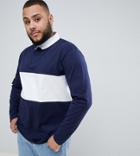 Asos Design Plus Relaxed Fit Rugby Polo With Long Sleeves And Contrast Panel - Multi