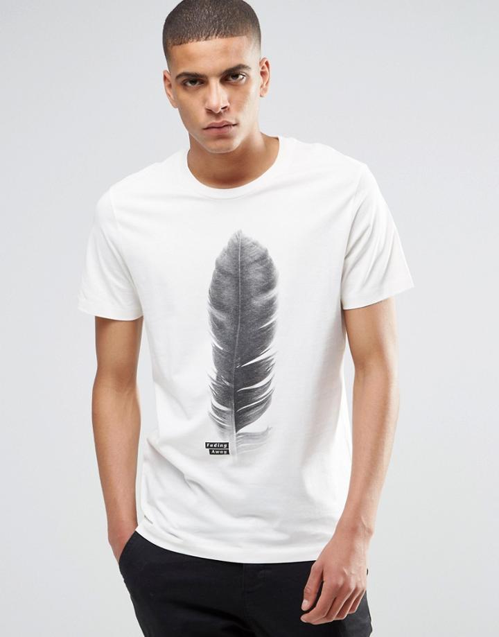 Selected Homme T-shirt With Feather Print - White