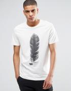 Selected Homme T-shirt With Feather Print - White