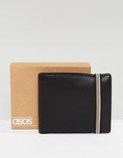 Asos Leather Wallet In Black With Elastic Holder - Black