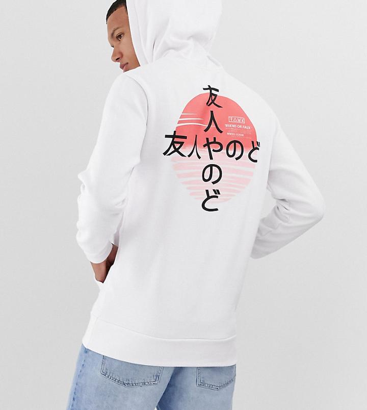 Friend Or Faux Tall Kamikaza Back Print Hoodie-white