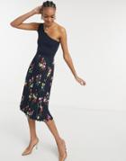 Ted Baker Gylin Peppermint One Shoulder Dress In Navy