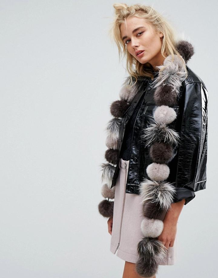 Urbancode Faux Fur Pom Pom Scarf - Multi