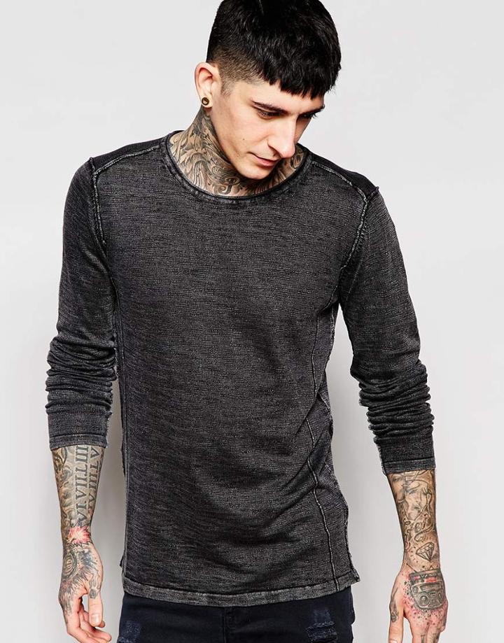 Lindbergh Sweater With Reverse Seam - Black