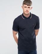 Fred Perry Polo Shirt With Tipping In Navy - Navy