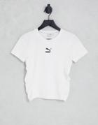 Puma Pbae Cropped Fitted T-shirt In White