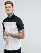 Fred Perry Color Block Short Sleeve Shirt In Black - Black