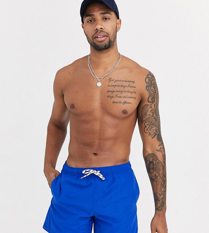 Asos Design Tall Swim Short In Bright Blue With Contrast Drawcord Short Length