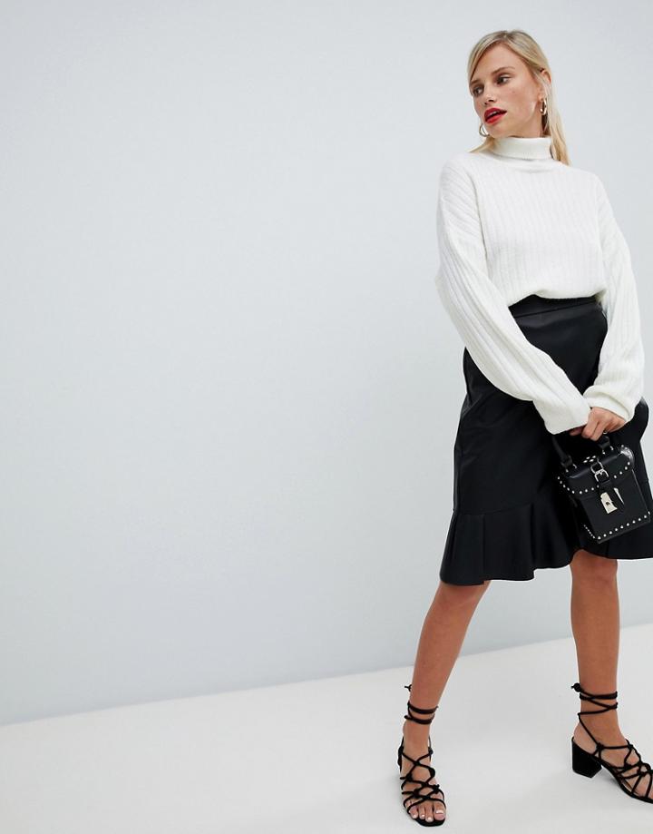 Vila Flounce Wrap Skirt-black