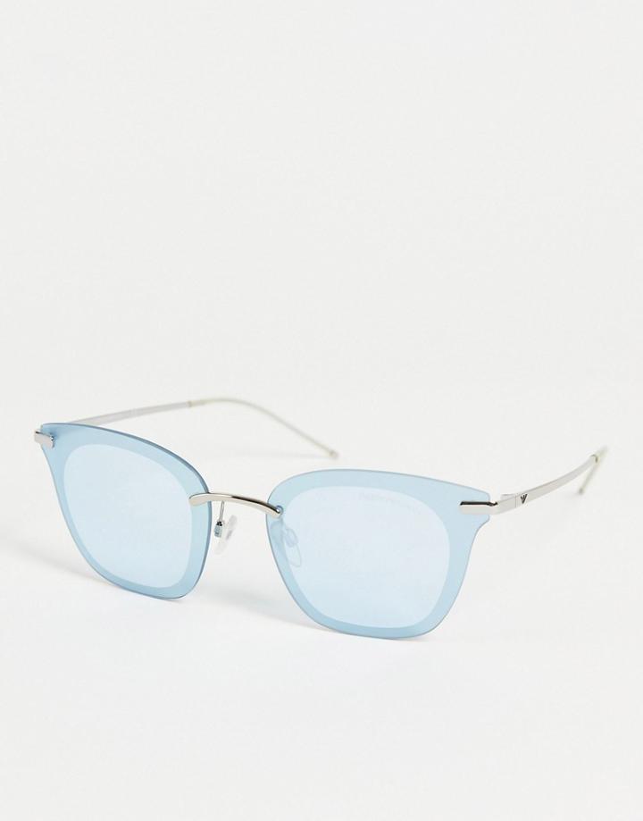 Emporio Armani Cat-eye Sunglasses In Baby Blue-silver