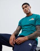 Ellesse Agrigento Ringer T-shirt With Small Logo In Green - Orange