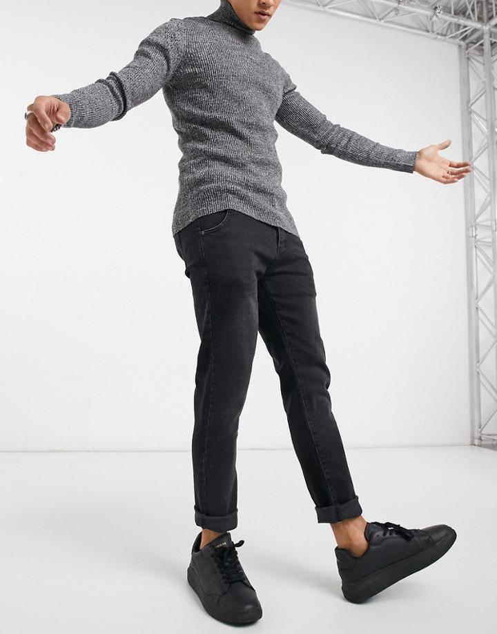 Siksilk Straight Leg Recycled Denim Jeans In Black