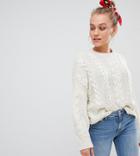 Asos Design Petite Cable Sweater-cream