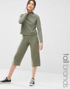 Noisy May Tall Jersey Wide Leg Culottes Co-ord - Green
