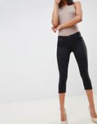 Asos Design Whitby Low Rise Skinny Jeans In Capri Length In Washed Black