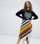 Mango Satin Wrap Skirt With Ruffle In Stripe - Multi