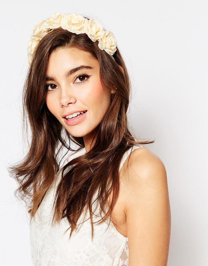 Asos Textured Rose Headband - Cream